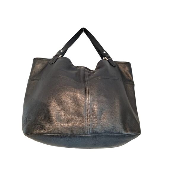 Ralph Lauren Black Leather City Tote Handbag Carry All Laptop Women's Pockets - Picture 3 of 12